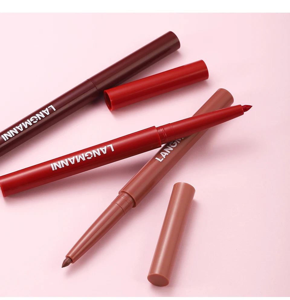 Integrated waterproof lipliner+lipstick lipstick lipstick set,no smudge,no fade,no cup,durable,easy to create a perfect makeup!
