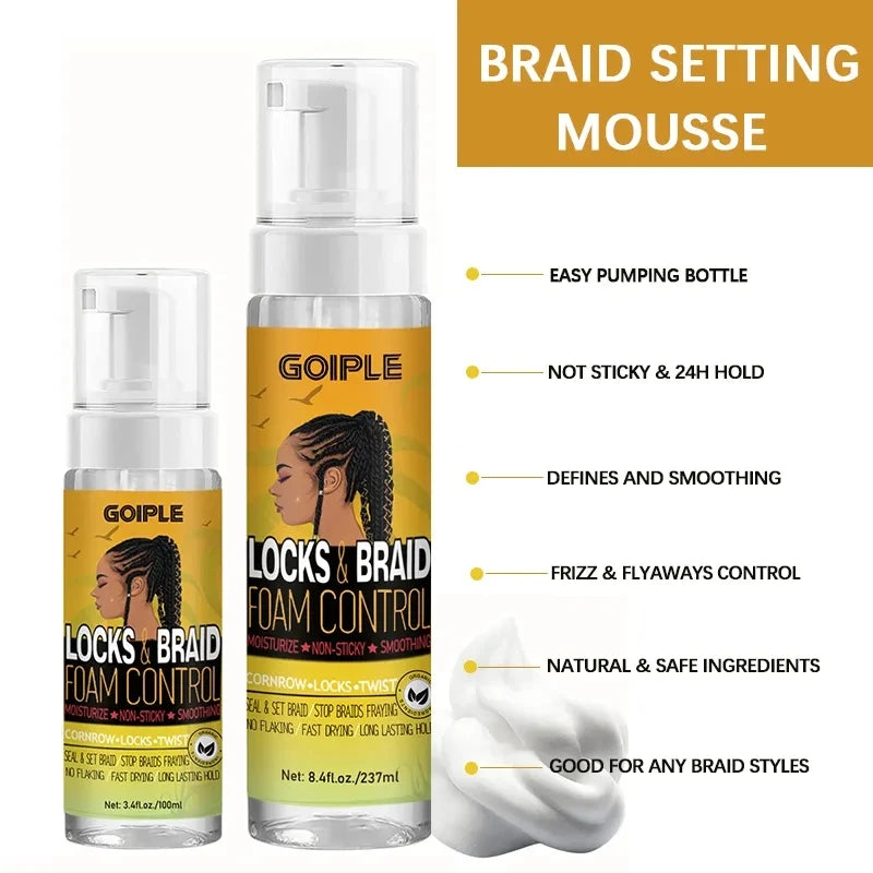 Braiding Gel Strong Hold Neat Braid Gel Hair Braid Gel for Braids Hair Mousse for Braids Styling Product Braid Mousse