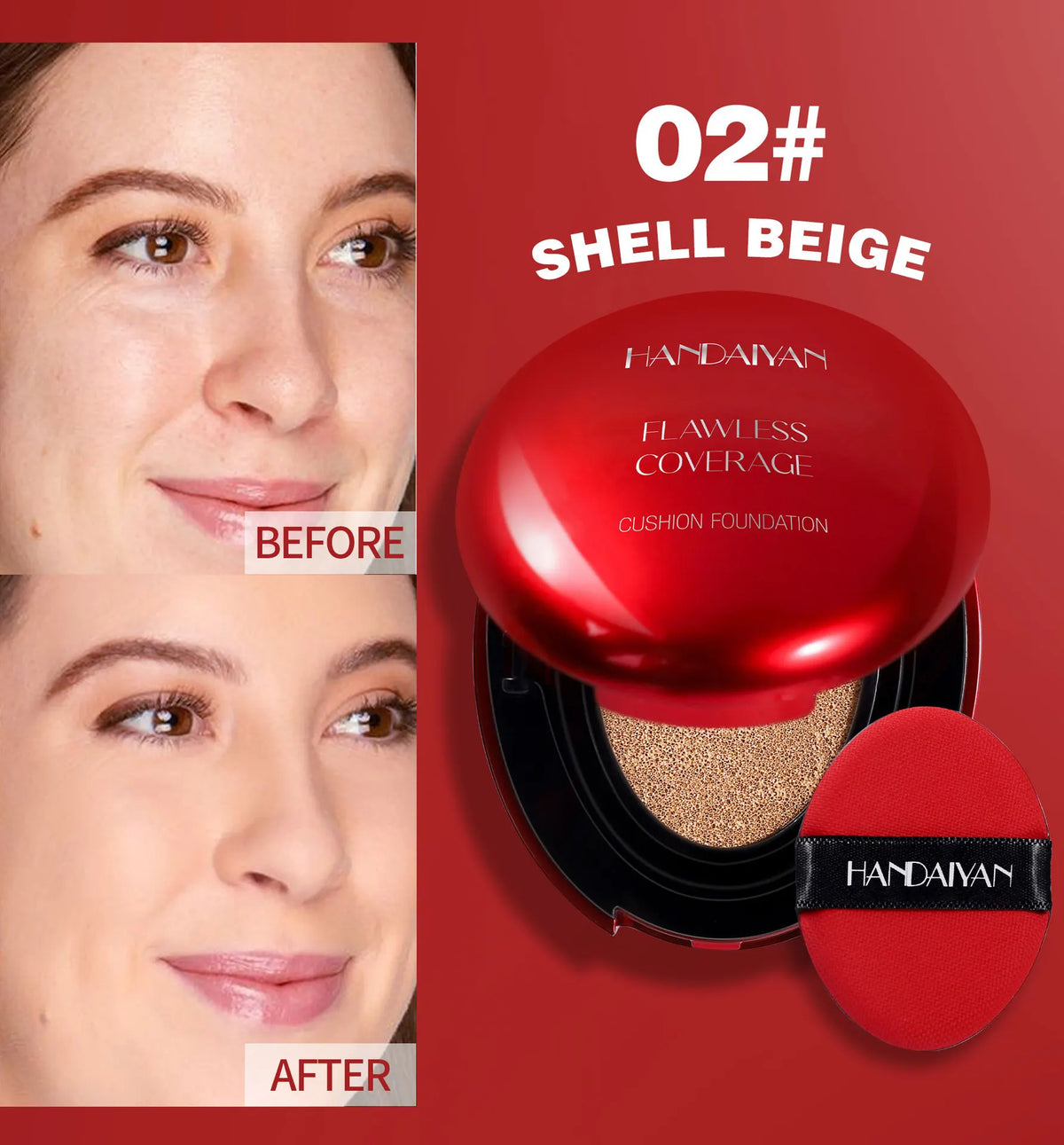 Korean Air Cushion Foundation - Light Natural Moisturizing Concealer Whitening Oil-Control Women's Long-lasting Makeup Base