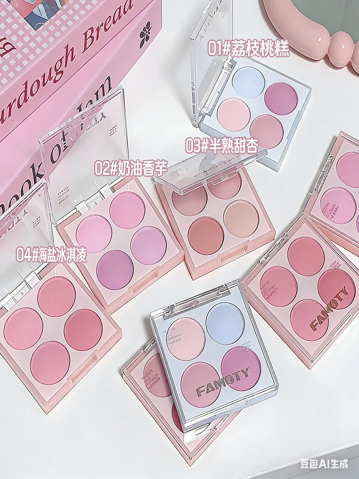 4 Colors Matte Blush Powder Set - Sweet Warm Tone Face Makeup Cheek Brightener Cosmetic Illuminator for Enhanced Facial Beauty