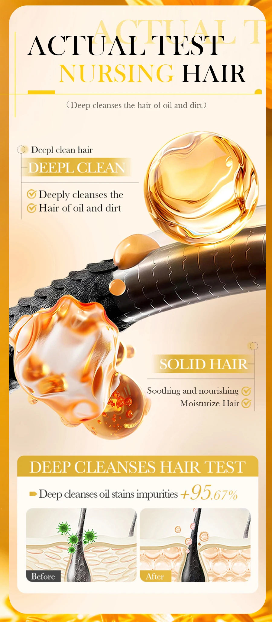Calendula Plant Shampoo Soap Has No Silicone Oil or Residue, Deeply Cleanses the Scalp, Controls Oil and Removes Oil