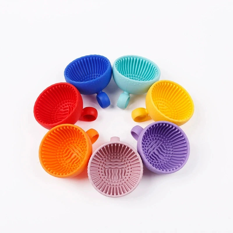 Makeup Brush Cleaner Soft Silicone Makeup Brush Bowl Folding Powder Puff Eyeshadow Brush Cleaning Pad Beauty Tools