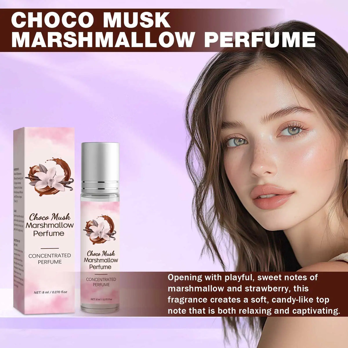 Musk Roll On Oil Deodorant for Body, Long Lasting Fragrance Sweet Chocolate Vanilla Concentrated Oil Roll-On for Unisex,8ML