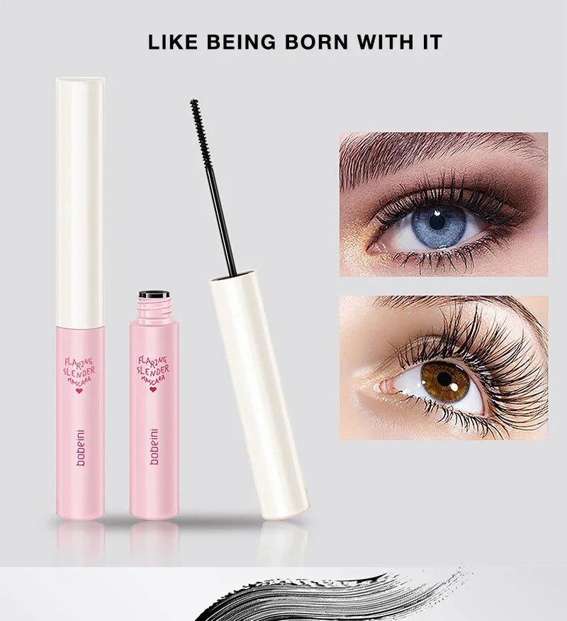 Silk Fiber Curling Mascara, Ultra-Fine Brush, Lengthening & Volumizing, Waterproof, Smudge-Proof, Long-Lasting, Unisex, Eye Safe