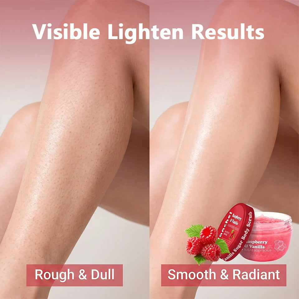 Raspberry Vanilla Sugar Body Scrub Gentle Exfoliation Remove Dead Skin Smooth Soothed Skin Soft Fragrance Shower Body Care