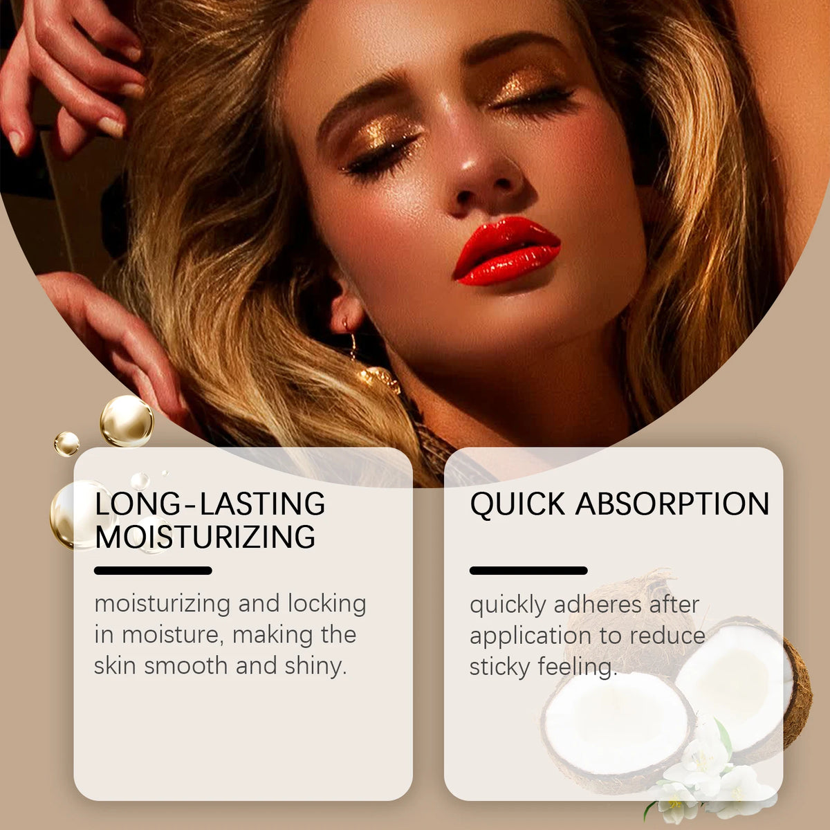 Coconut Self-Tanning Lotion Sunless Tanning Natural Self-Tanning Lotion Radiant Glow Smooth Skin Deepens Skin Tone Accelerates