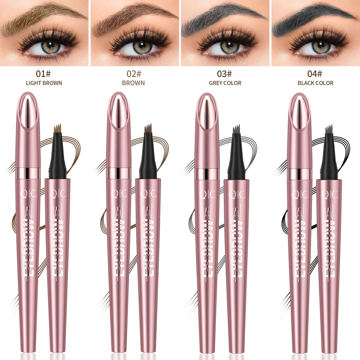 Four Claw Liquid Eyebrow Pen Waterproof Sweatproof Long Lasting 3D Wild Brow Microblading Makeup for Beginners