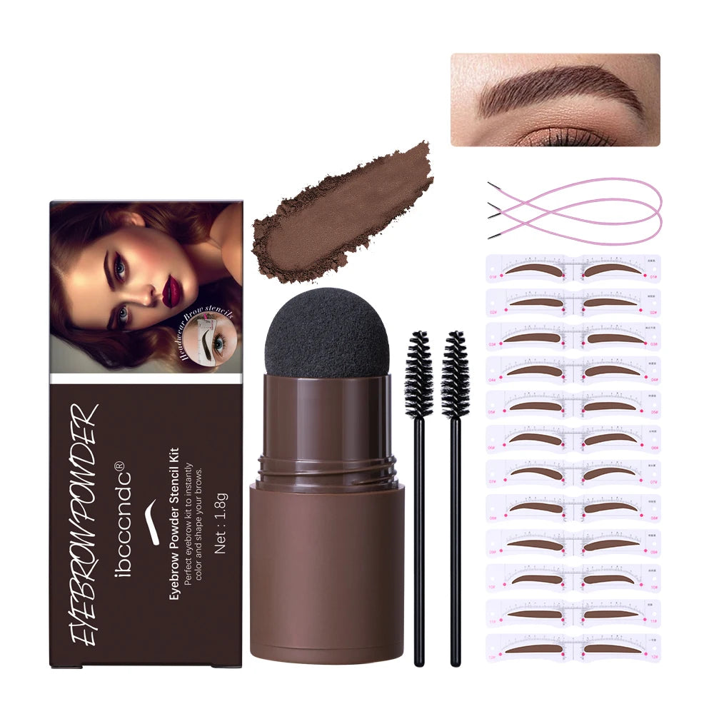 Complete Professional Makeup Brushes Eyebrow Powder Stencil Kit Waterproof Long Lasting Eyebrow Enhancers Brow Powder Stamp 1.8g