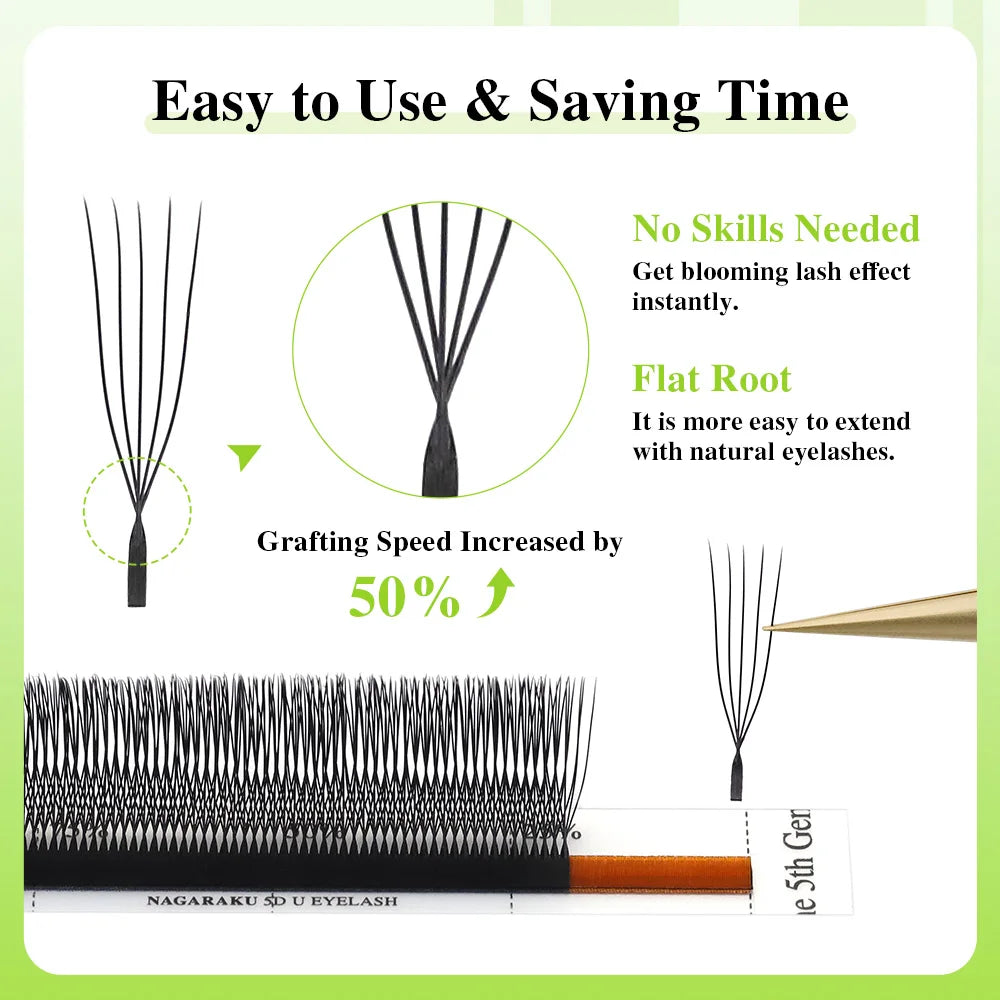 NAGARAKU U-Shaped 3D 4D 5D Lashes Extensions Natural Soft U Lashes Premium Mink Brazilian Cilios Mink False Eyelashes