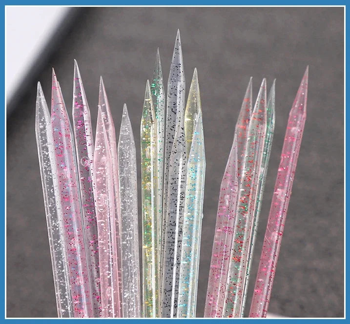 50/100pcs Reusable Double-Ended Cuticle Pusher – Crystal Nail Art Tool for Manicure & Pedicure