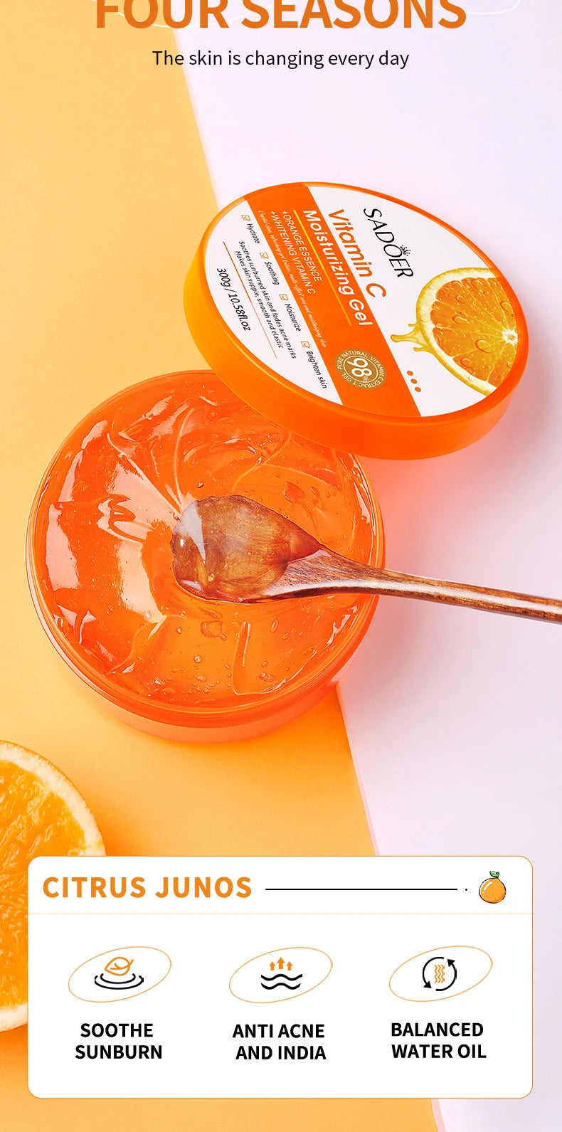 SADOER Vitamin C Moisturizing Aloe Vera Gel Facial Creams Skin Anti Wrinkle Nourishing Hydrating Face Cream Skin Care