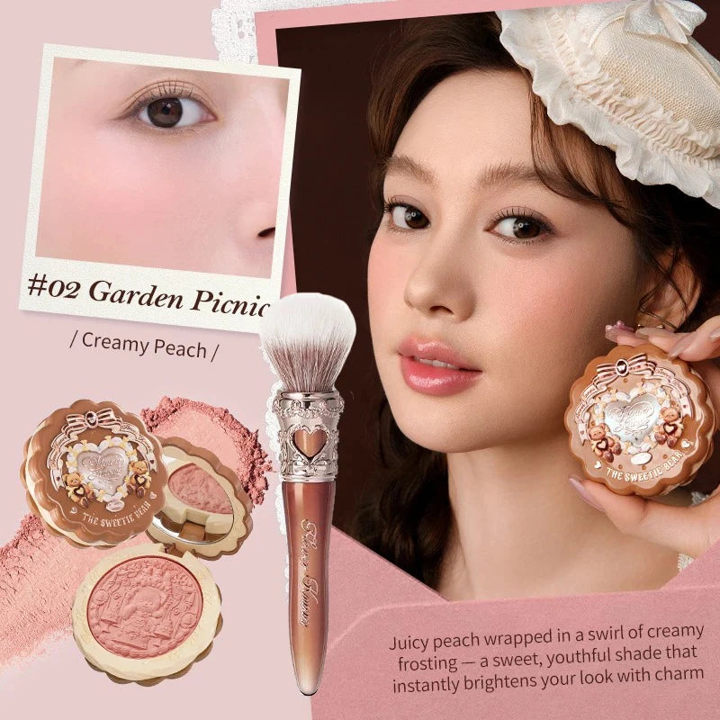 FLOWER KNOWS THE SWEETIE BEAR Blushes Silk Satin Blush Powder For Cheeks Contour Face For A Natural Matte Finish Vegan Makeup