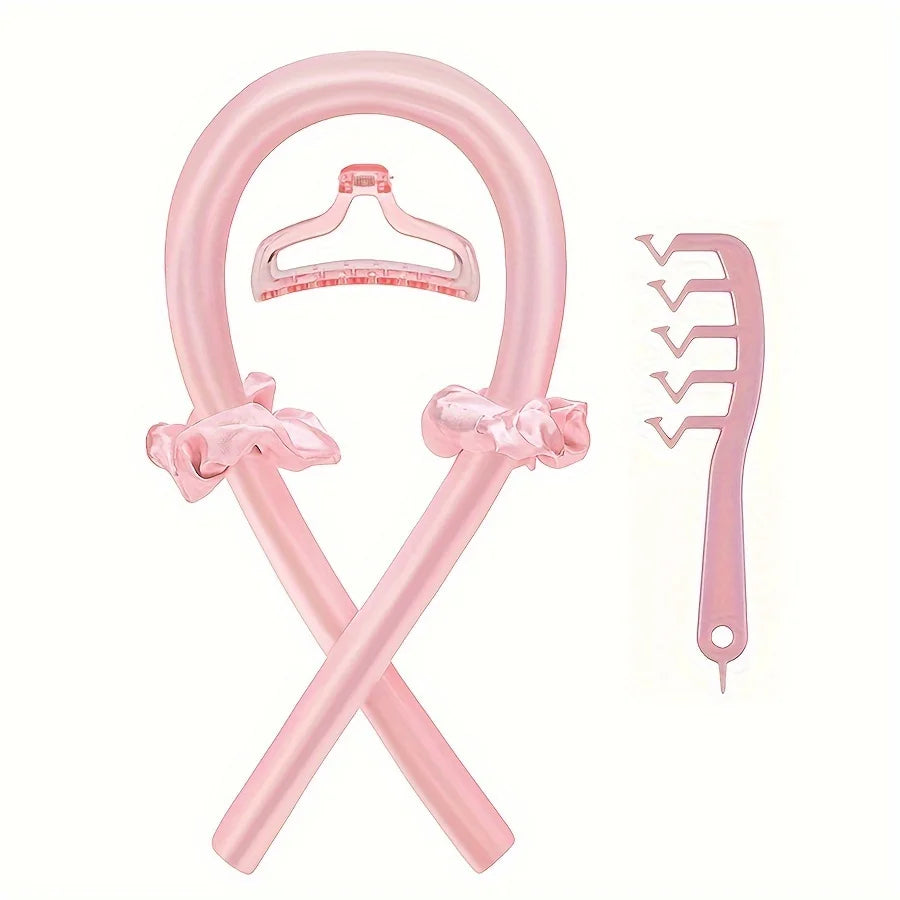 5pcs Styling Set 4-in-1 Heatless Curling Set Hair Stick Headbands Clips Wide Toothed Hair Comb for DIY Styling