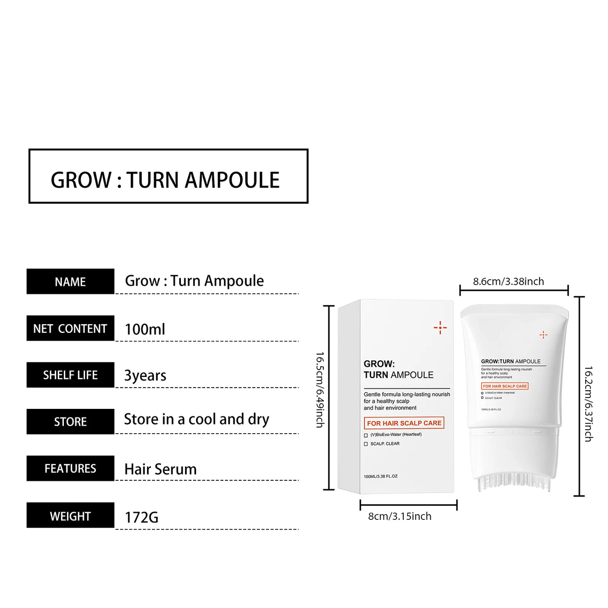 GROW:TURN Ampoule Scalp Serum Strengthen Hair Root Anti Hair Tired Scalp Nourishing Treatment for Scalp Massage Care Serum