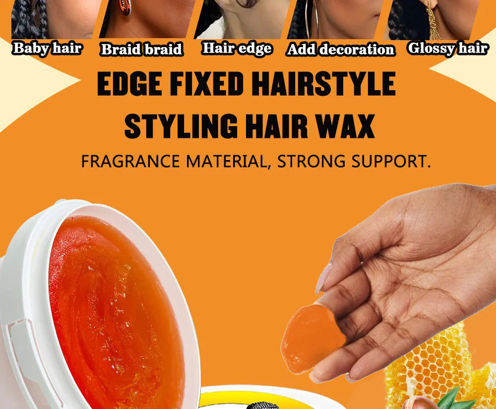 Braiding Hair Wax Edge Control, Strong Hold Long Lasting Hair Styling Wax, Large Capacity Big Jar Anti-Frizz Non-Greasy Hair Wax