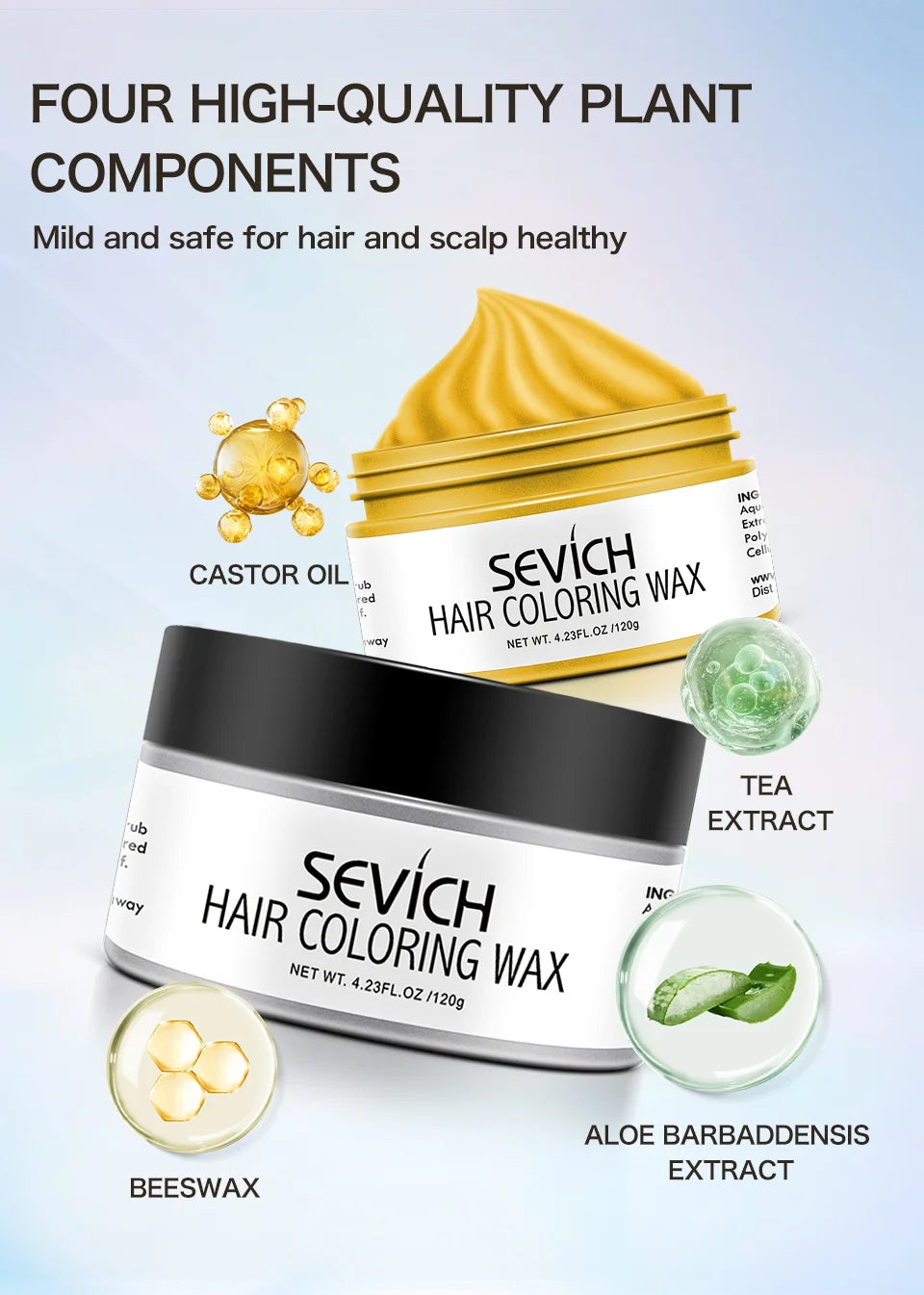 SEVICH 120g Hair Colour Wax Easy To Wash DIY Hairs Dyed Mud Dye for Eyebrow Beards Coloring Styling Temporary Hair Colour Cream