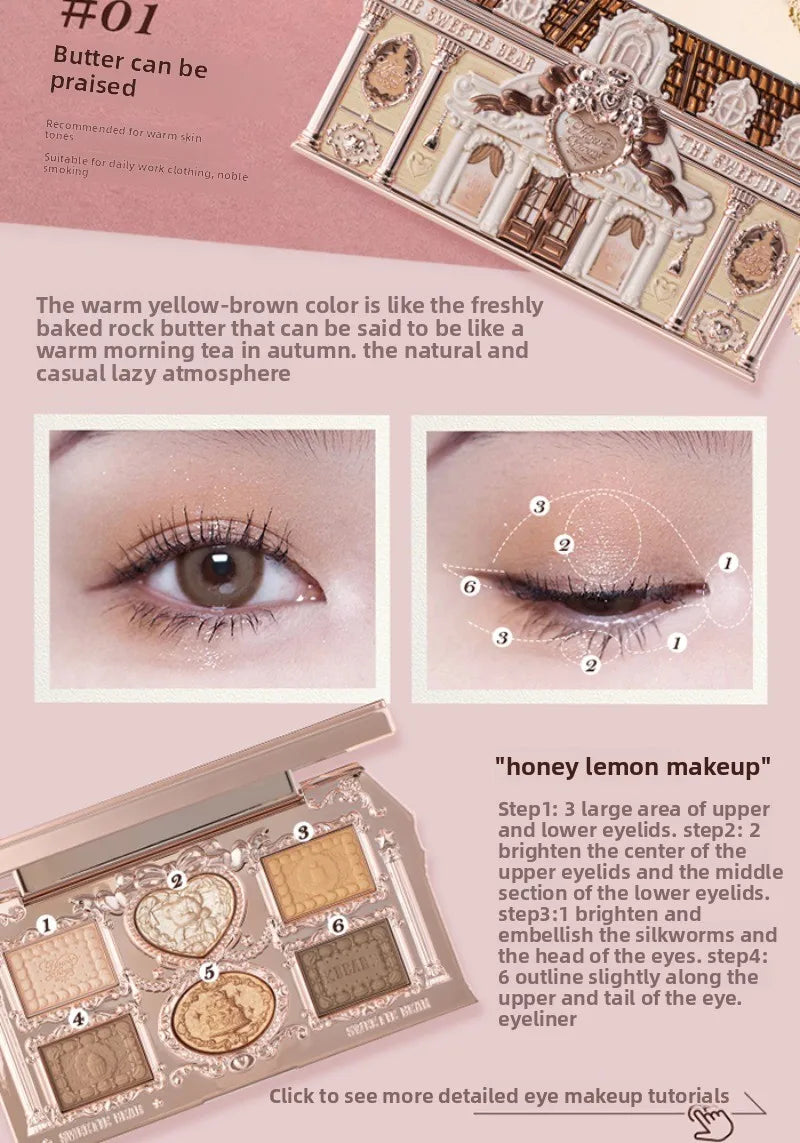 Flower Knows SWEETIE BEAR Highly Pigmented Eye Makeup Palette Eye Shadows Long Lasting Matte Shimmer Finish Cosmetics Gift Kit