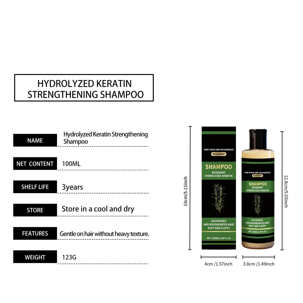Rosemary Hair Strengthen Shampoo Hair Growth Dense Hair Prevent Breakage Nourish Scalp Remove Dandruff Hair Volumizing Shampoo
