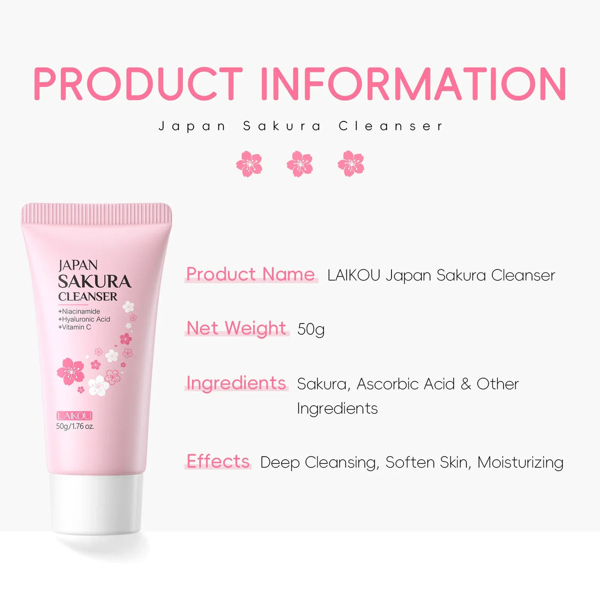 LAIKOU Facial Foaming Face Cleanser Facial Scrub Cleansing Acne Oil Control Blackhead Remover Shrink Pores Skin Care 50g