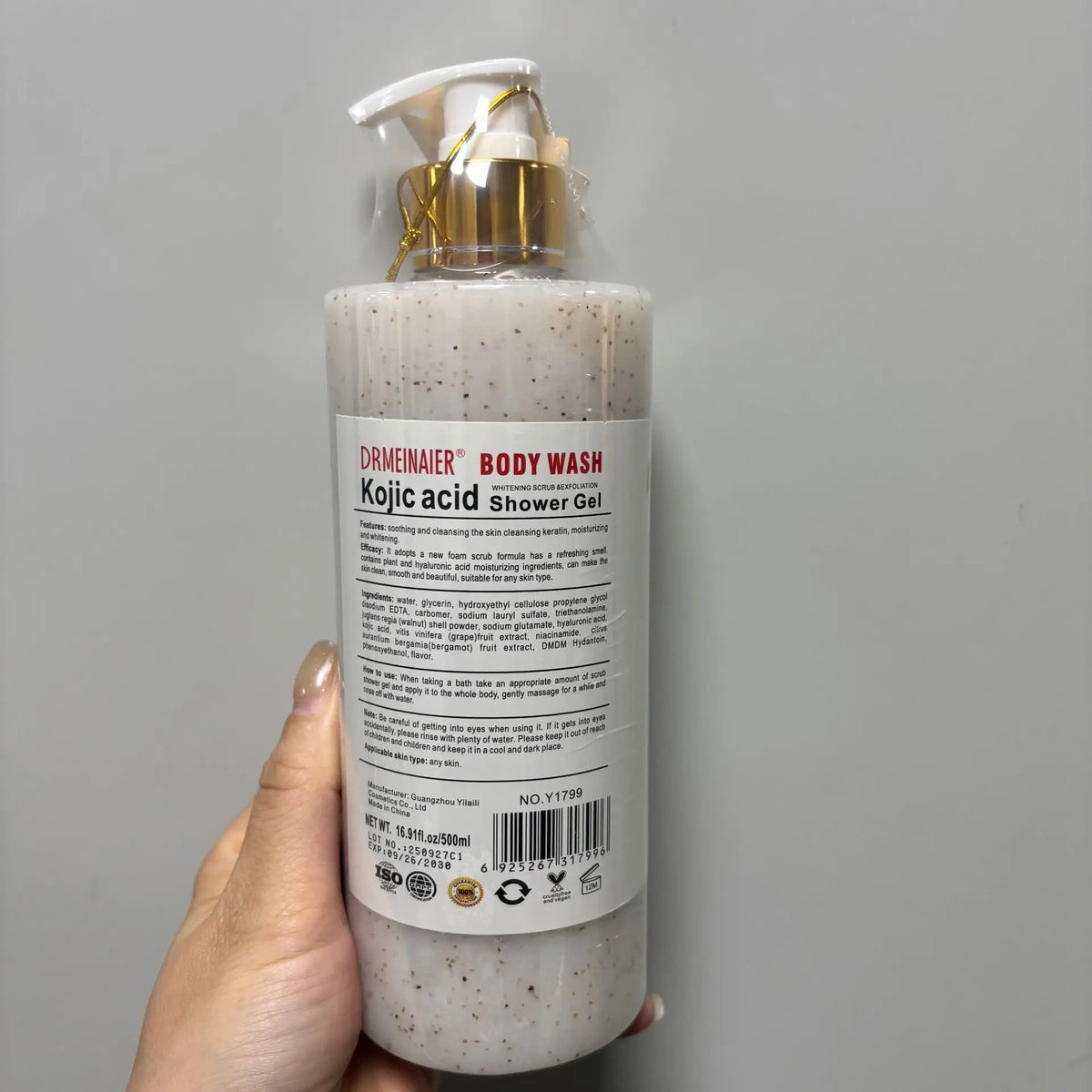 500ml Kojic Acid Shower Gel Deep Cleansing Brighten Skin Body Wash Skin Whitening Exfoliator Body Care Moisturizing Skincare