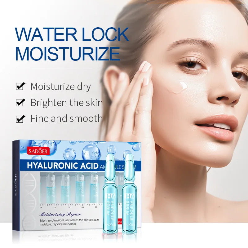 7pcs/Kit SADOER Ampoule Vitamin C 24K Gold Hyaluronic Acid Serum for Face Moisturizing Brightening Hydrating Facial Essence