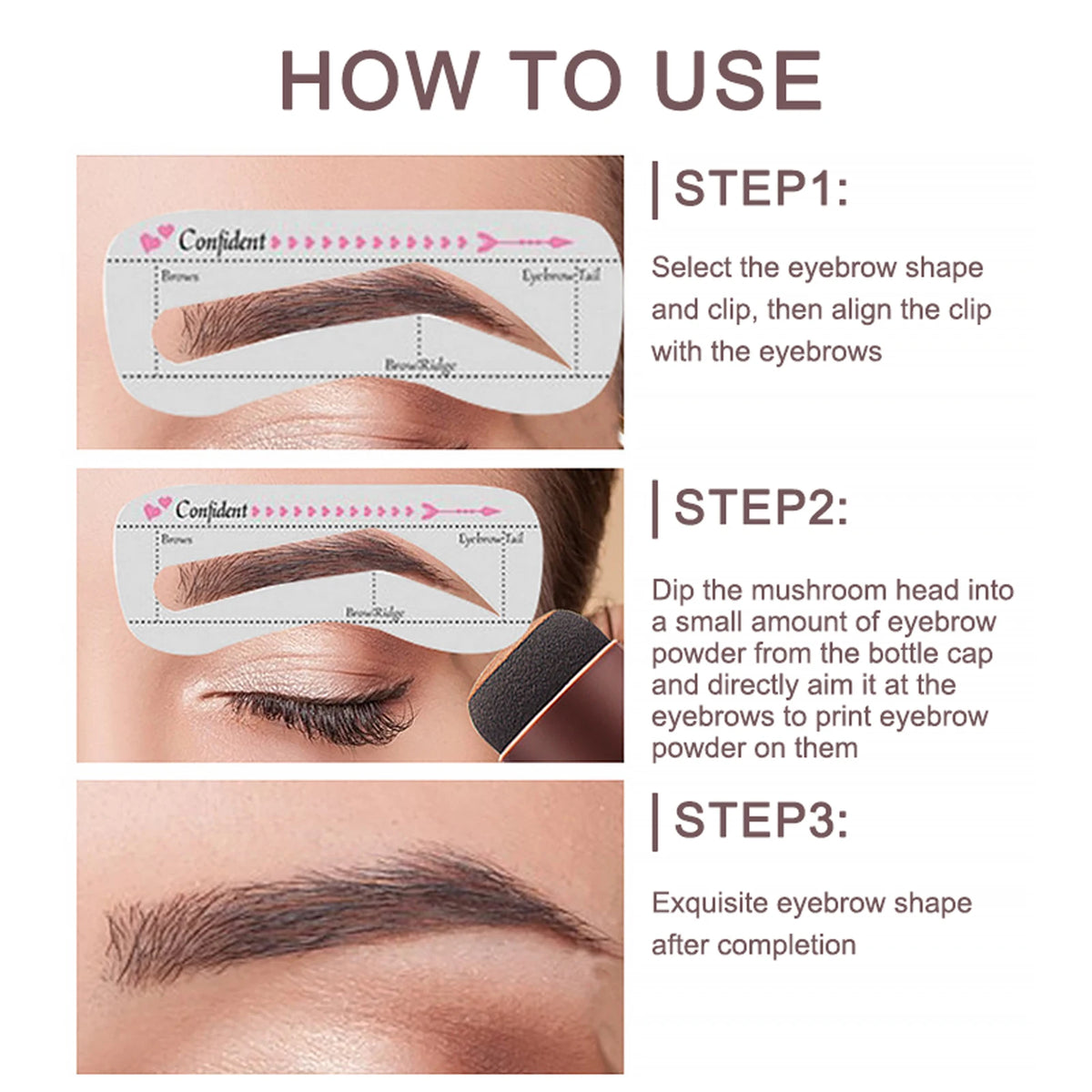 O'CHEAL One Step Eyebrow Stamp Shaping Kit Set Hair Cover Up Powder Contouring Stick Hairline Shadow Powder Brow Shape 10 Pcs