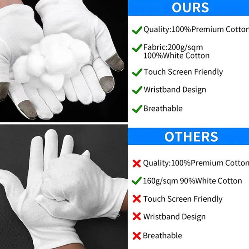 Soft Cotton Moisturizing Gloves For Dry Cracked Hands Bedtime Spa Treatment Lotion Locking Exfoliating