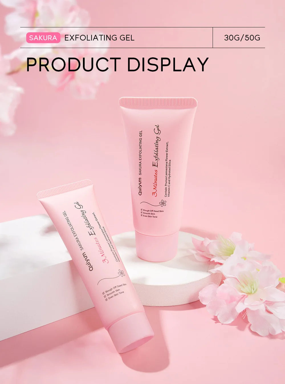 Sakura Exfoliating Gel, Face and Body Exfoliating Scrub Gel, Deep Cleansing Moisturizing Facial Exfoliator