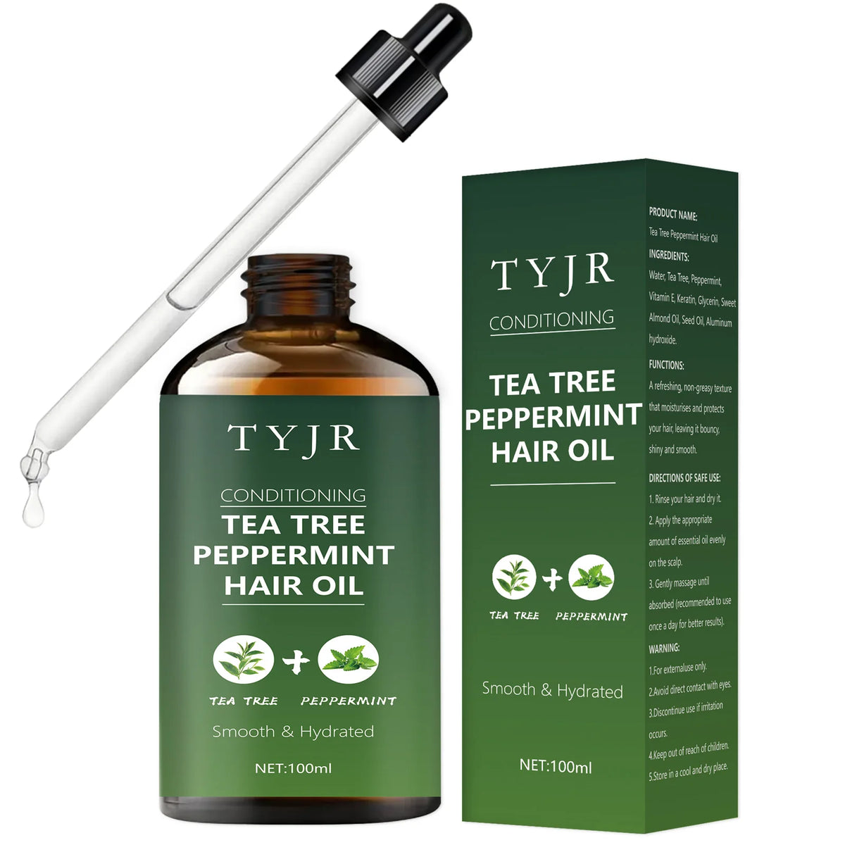 Tea tree peppermint oil for skin care, massage, shower, diffuser relaxing essential oil for face, body, nails, hair, eyelashes