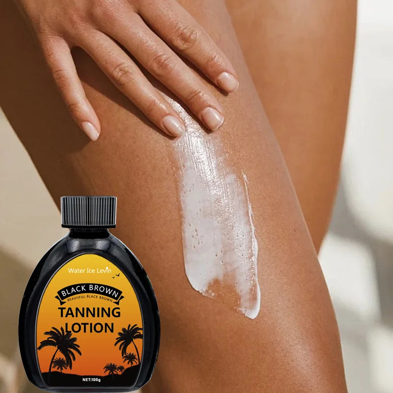 Black Brown Tanning Lotion, Waterproof, Long-Lasting, Moisturizing Self-Tanner, Contains Jojoba Oil Alcohol-Free, Suitable for All Skin Types, No Sunlight Exposure Needed.