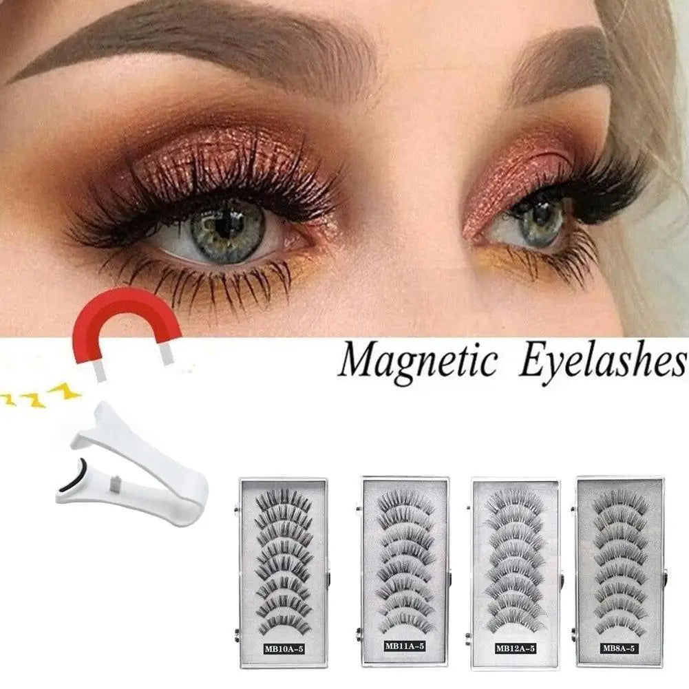 3D Natural ,With 5 Lashes Shipping Handmade Drop False Support Eyelashes Magnetic Reusable H8Y7