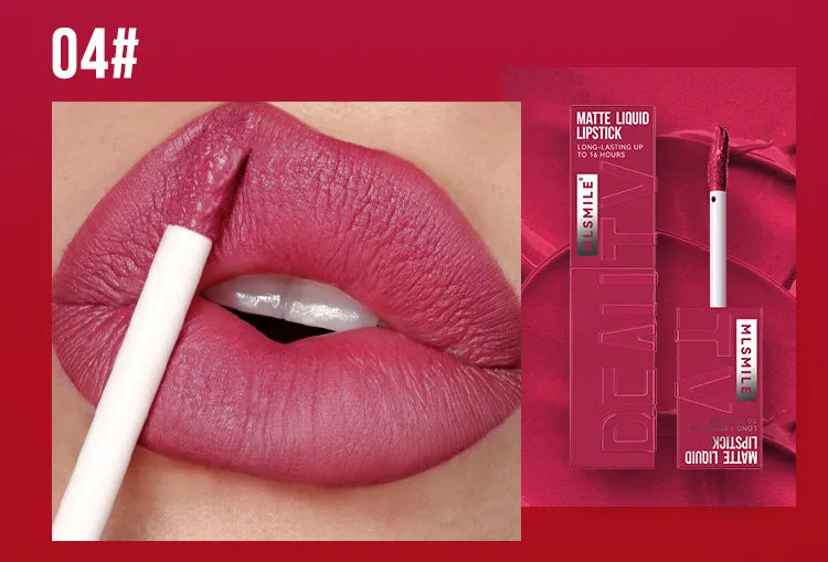 MLSMILE 6 Color Non-stick cup Velvet Satin Gloss Lip glaze Mist Liquid matte lipstick Waterproof long-lasting color liquid