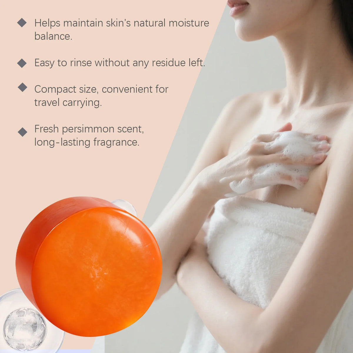 OceAura Persimmon Shower Gel Set Rich Foam Softens Skin Deep Cleansing Long Lasting Fragrance Natural Fruit Extracts Soap Bar