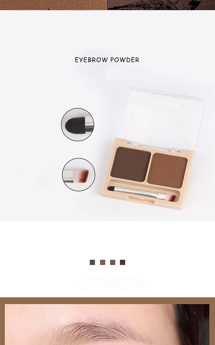 2Color Eyeshadow Powder Makeup Black Brown Coffee Waterproof Eyebrow Powder Eye Shadow Eye Brow Palette with Brush Eyebrow Cream