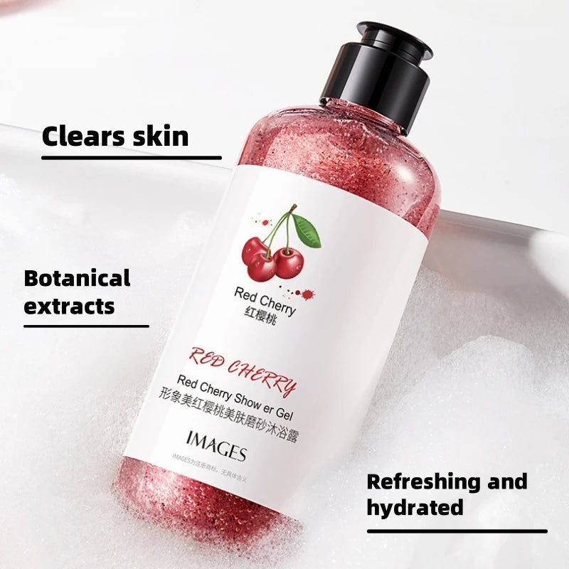 Fresh Fruit Purifying Scrub Shower Gel 300ml, with Kiwi Fruit Extract, Cherry Fruit Extract, Lemon Fruit Extract, Etc., for a Delicate, Cleansing, and Lightly Scented Experience. the Scrub Texture Is Refreshing and Moisturizi