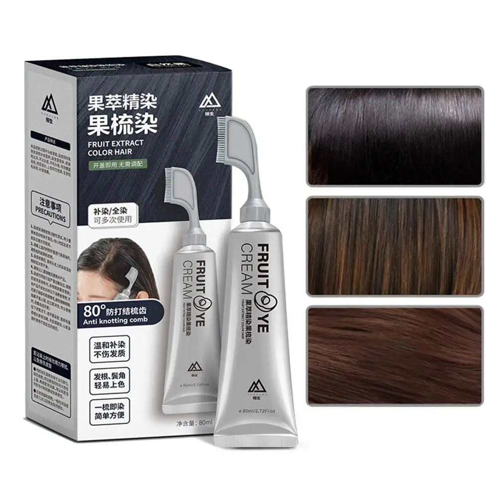 Fruit Hair Dye Cream Plant Extract Hair Dye Essence with Comb Hair Dye Shampoo Botanical Bubble Hair Dye Hair Color Non-Damaging