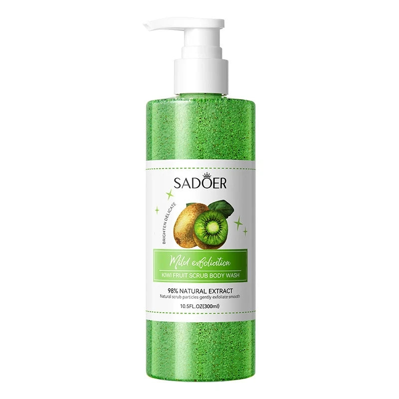 Kiwi Scrub Shower Gel 300ml, Contains Natural Fruit Extracts, Fine Scrub Particles Deeply Cleanse the Skin, Gently Massage to Exfoliate