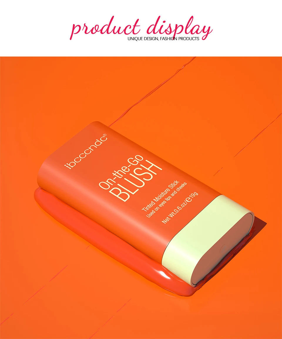 ibcccndc Rotating Blush Cream Tinted Moisture Stick Naturally Long-lasting Moisturizing Waterproof And Non-Removing Orange Blush