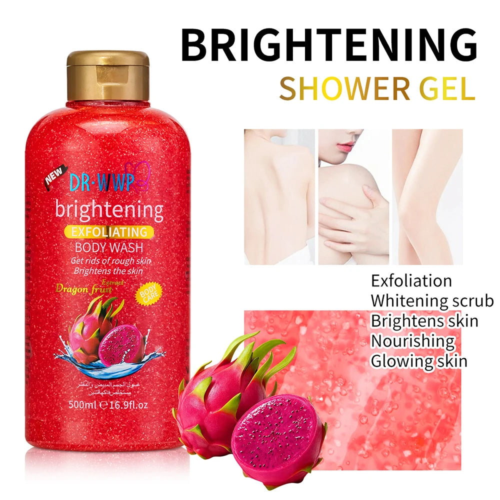 Rose Lavender Kojic Acid AHA Shower Gel Deep Cleansing Brighten Skin Scrub Body Wash Exfoliator Body Care Fragrance Skincare