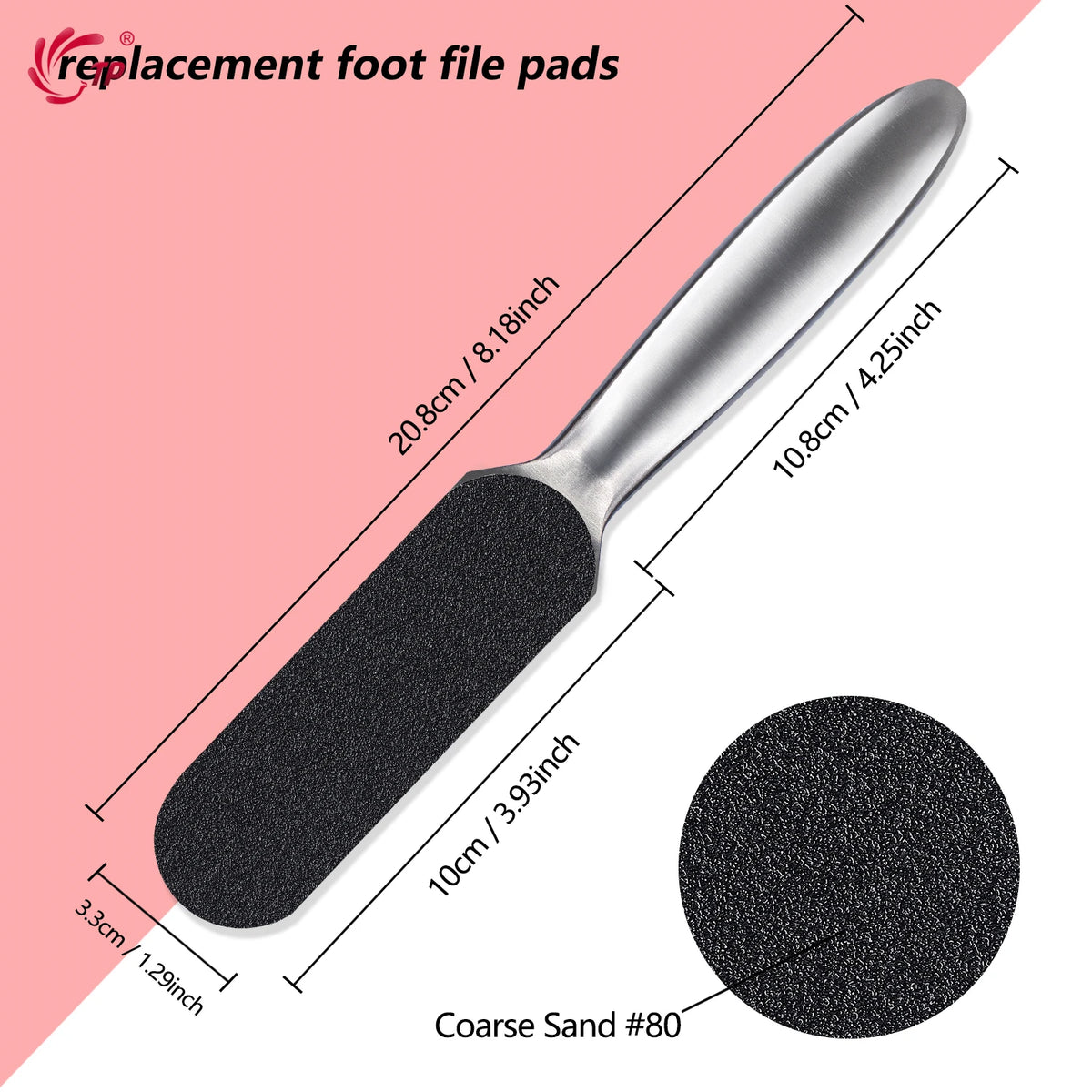 Pedicure Rasp File Callus Remover Foot Files Pedicure Pads Stainless Handle For Foot Care Tools Replaceable Sandpaper