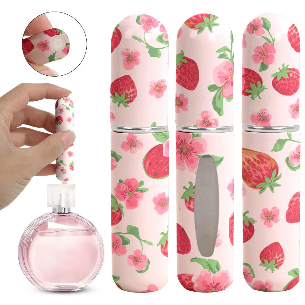 New 5ml Refillable Spray Bottle Mini Flower Pattern Refillable Perfume Bottle with Pendant Empty Cosmetic Containers Cute