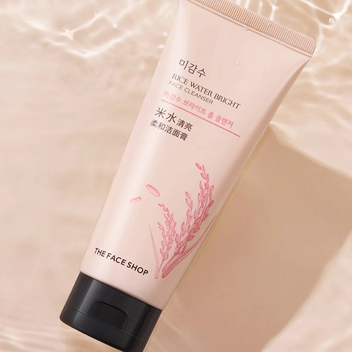 THE FACE SHOP RICE WATER BRIGHT FACE CLEANSER 150g,Smooth & Rich Lather,Gentle & Non-Tightening,Korean Skincare,Korean Makeup