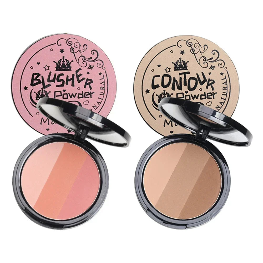 Matte Contouring Powder Rose Pink Bronzer Palette Long Lasting Natural Face Shading Powder Contour Waterproof 3 Colors Cosmetics