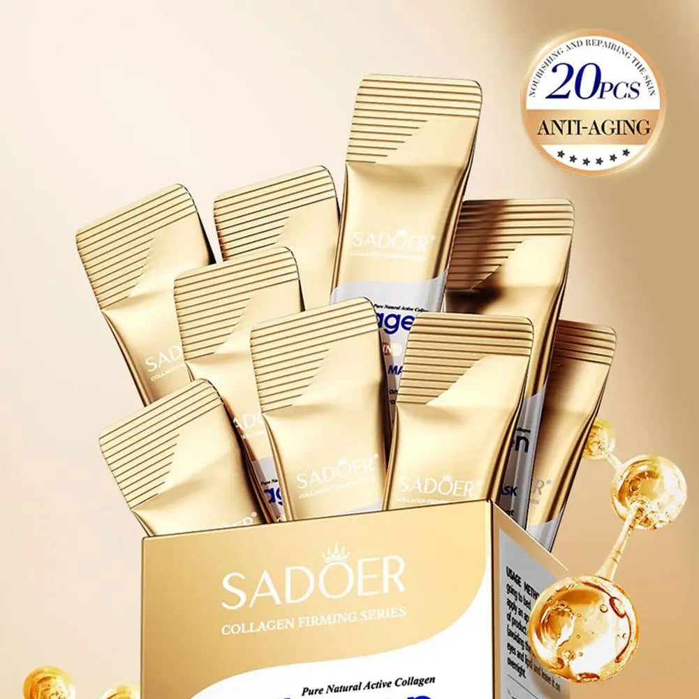 20pcs Collagen Sleeping Facial Masks Deep Moisturizing Brightening Firming Hydrating Face Mask Facial Skin Care for Women