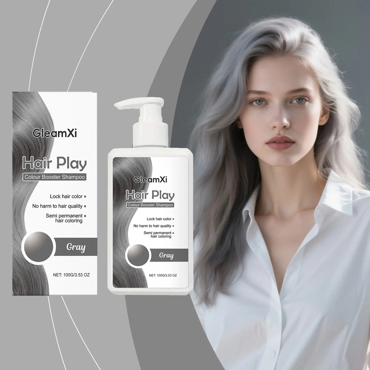Gray Hair Shampoo 4colors- Color Locking, Moisturizing, Smooth Hair, Lightweight, Even Coloring, Trendy and Fashionable
