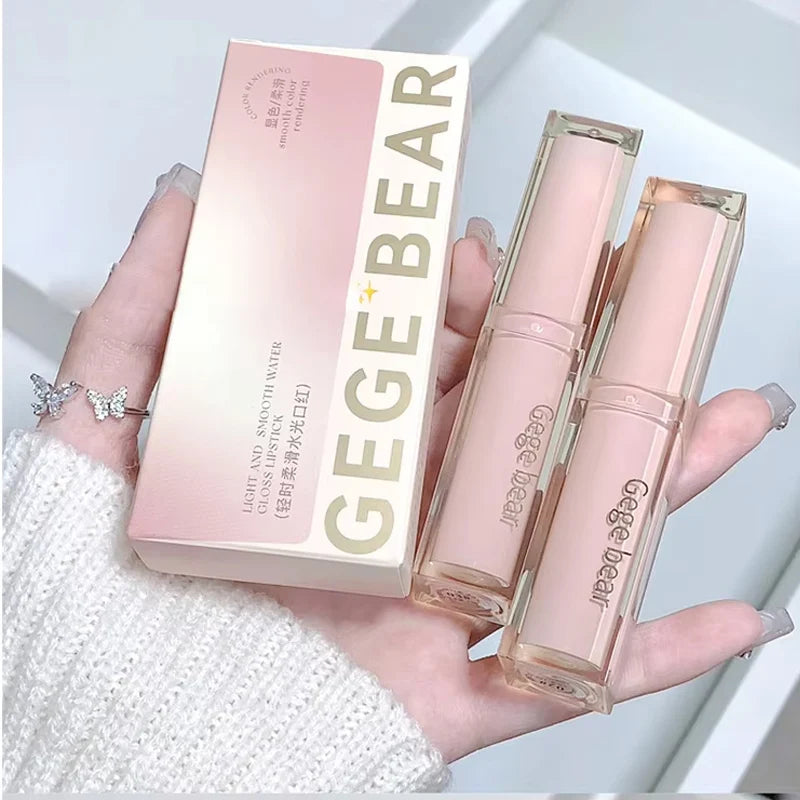 Silky Glossy Lipstick Gege Bear Pump Lips Moisture Water Bomb Comfortable Ultra Sheen Non-Stick Cup Lip Balm