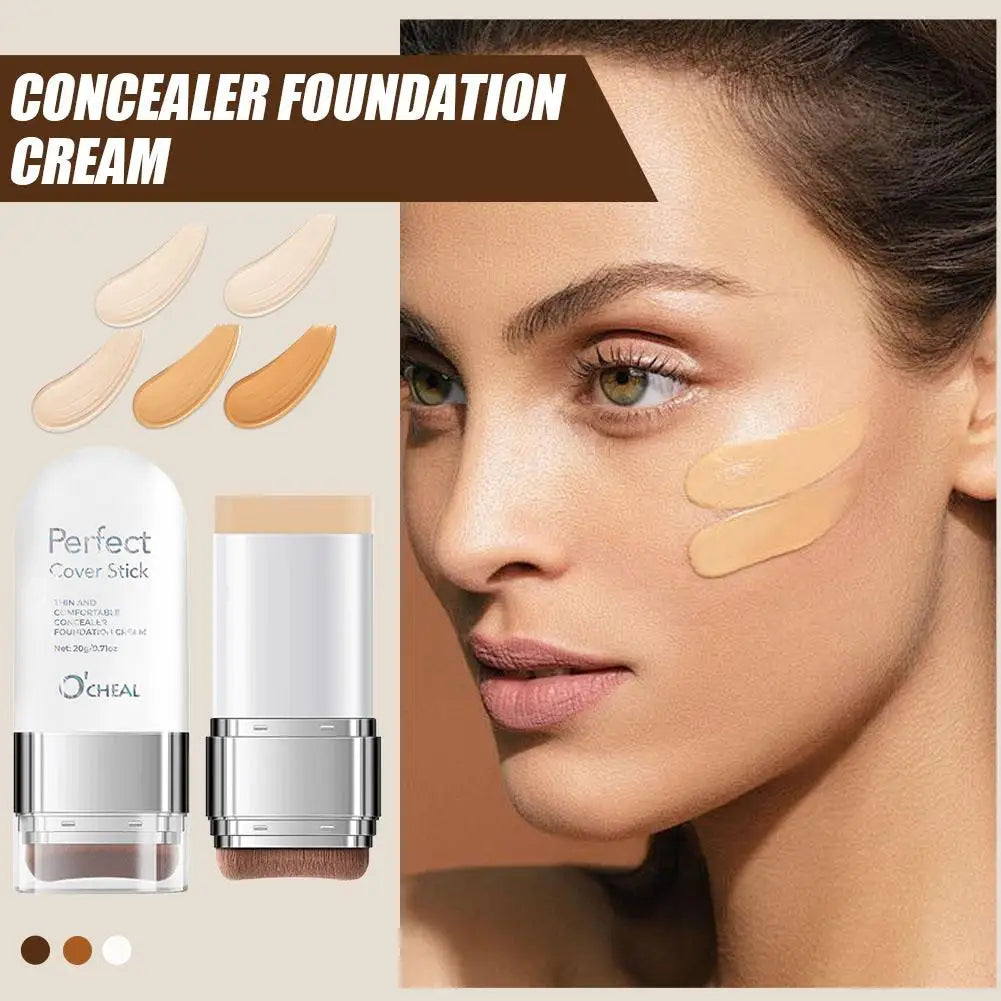 Upgrade O'CHEAL Perfect Cover Stick Thin And Comfortable Concealer Foundation Cream Stick Instant Natural Waterproof