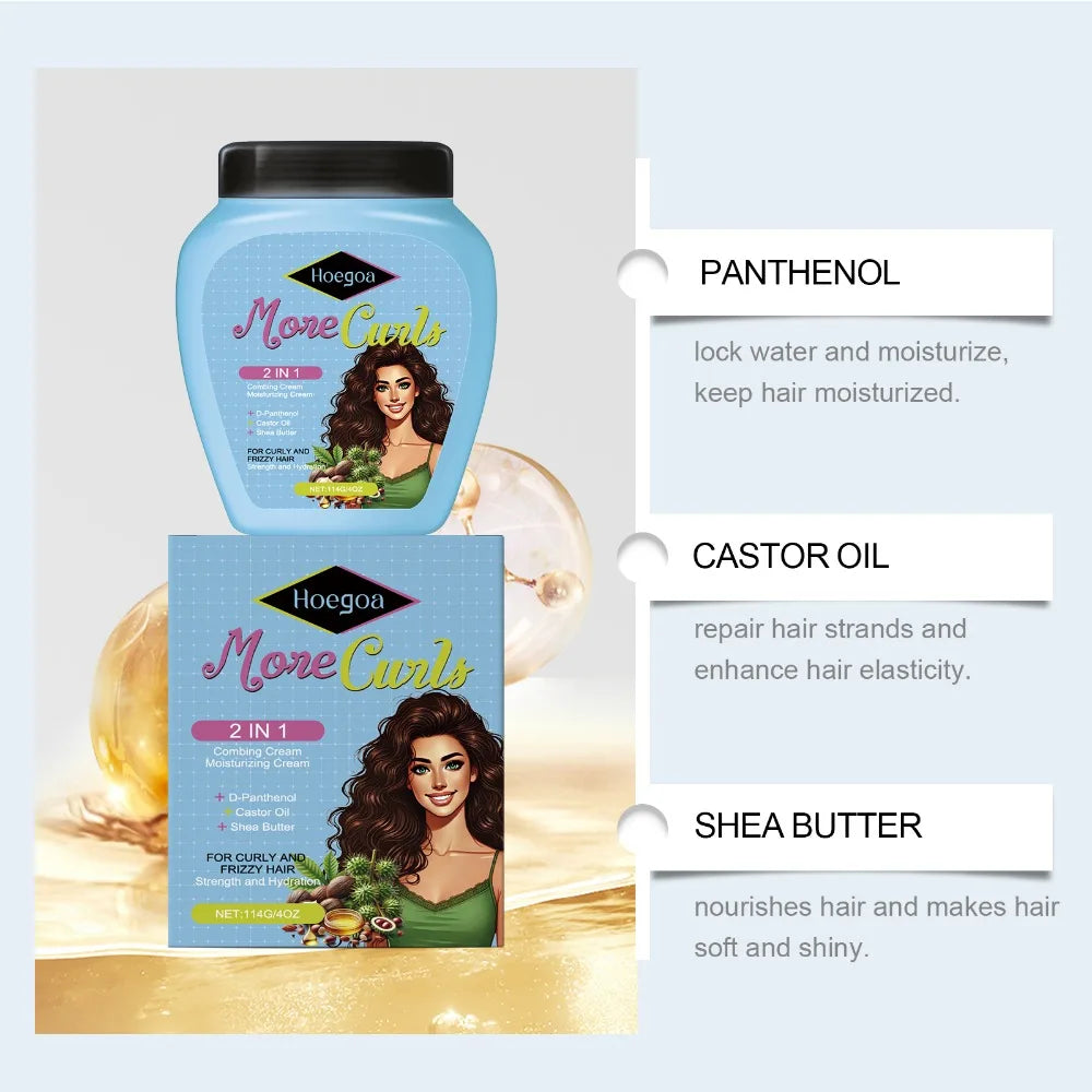 Leave-In Conditioner for Curl and Dry Hair Non-stick Hydrates Moisturize Shiny Nourishing Smoothing Anti-Frizz Care Cream 1/2pcs