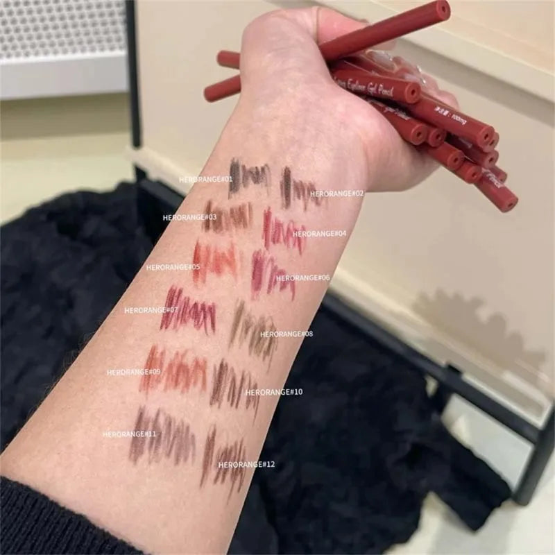 12 Colors Eyeliner Pencil Smooth Wine Red Soft High Pigment Eye Liner Pen Waterproof Matte Aegyosal Lying Silkworm Eyes Makeup