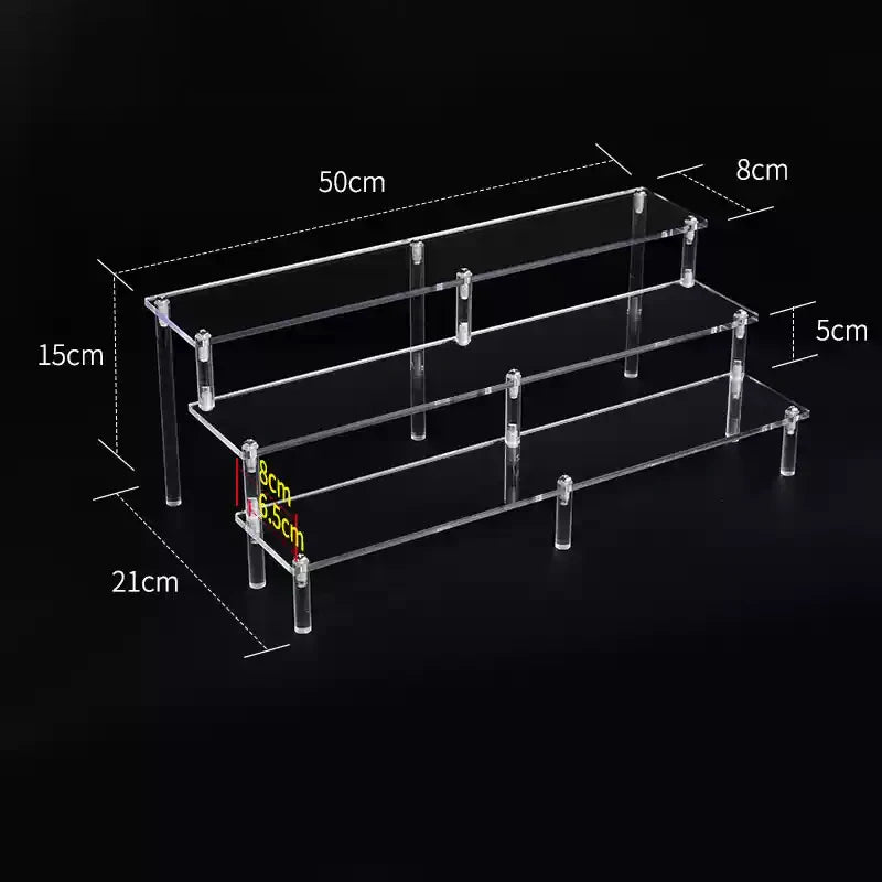 Acrylic Riser Display Shelf,3 Tier Display Stand for Amiibo Funko POP Figures,Cupcake Perfume Organizer Makeup Collection Doll